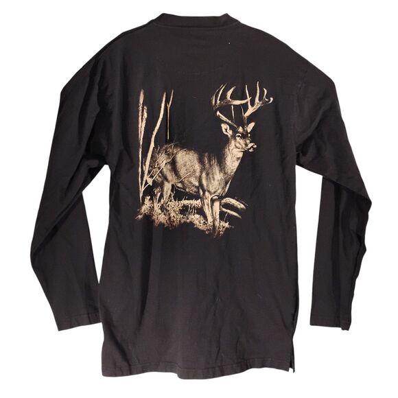 Legendary whitetails henley tshirt mens M Medium black deer graphic tee long sl - Picture 1 of 8